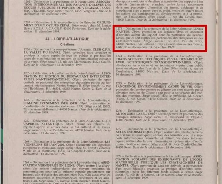 Publication au Journal Officiel Janvier 2000