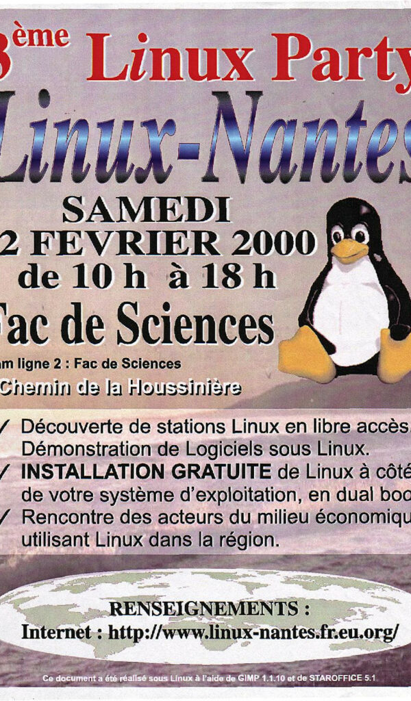 Affiche Linux Party 3 Nantes Février 2000