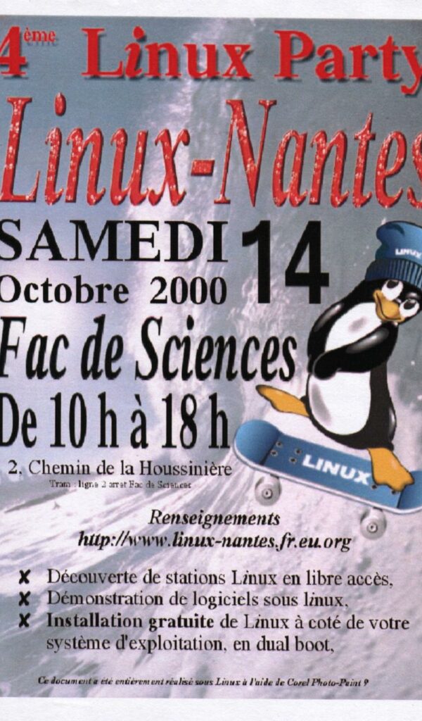 Affiche Linux Party 4 Nantes Octobre 2000