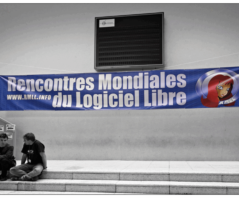 Banderolle Rencontres Mondiales du Logiciel Libre Nantes Juillet 2009