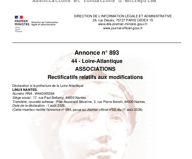 Publication au Journal Officiel Août 2026 (© Journal Officiel Gouv.Fr)